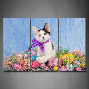 Cat Sit In Colorful Ribbons  Wall Art Painting Pictures Print On Canvas Animal The Picture For Home Modern Decoration 