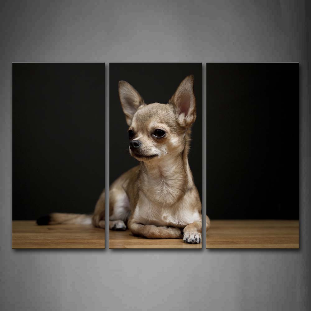 Dog Sit On Yellow Land Dark Background Wall Art Painting The Picture Print On Canvas Animal Pictures For Home Decor Decoration Gift 