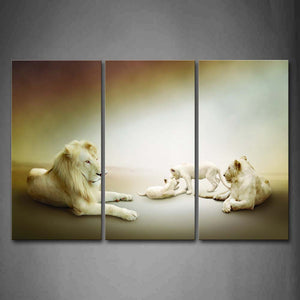 Artistic A Family Of Lion On Beautiful Background Wall Art Painting The Picture Print On Canvas Animal Pictures For Home Decor Decoration Gift 