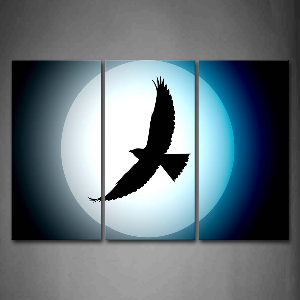 Artistic Hawk Fly Under Bright Moon Wall Art Painting The Picture Print On Canvas Animal Pictures For Home Decor Decoration Gift 