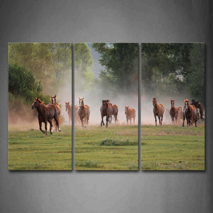 Many Horses Run On Grassland Dust Trees Wall Art Painting The Picture Print On Canvas Animal Pictures For Home Decor Decoration Gift 