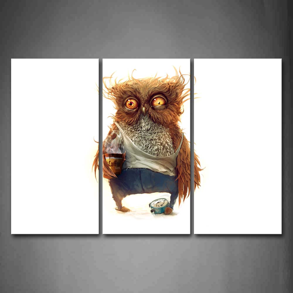 Artistic Owl Wear Cloth In White Background Wall Art Painting Pictures Print On Canvas Animal The Picture For Home Modern Decoration 