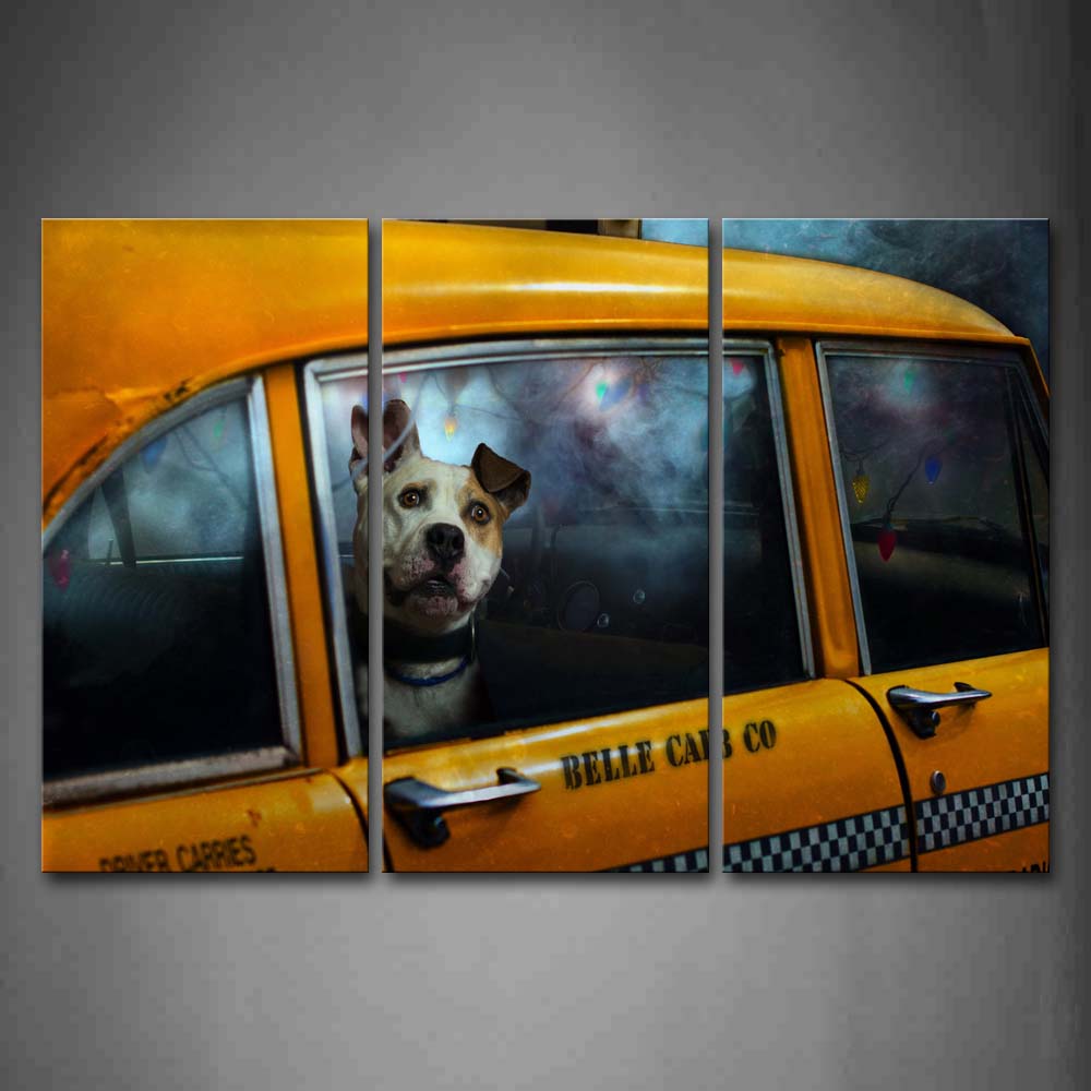 Brown Dog In Car Look Outside Wall Art Painting Pictures Print On Canvas Animal The Picture For Home Modern Decoration 