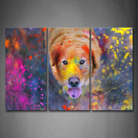 Colorful Dog Raise Head Look Up Pigment Wall Art Painting Pictures Print On Canvas Animal The Picture For Home Modern Decoration 