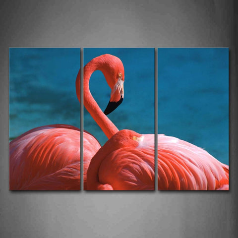 Flamingos  In Blue Background Wall Art Painting Pictures Print On Canvas Animal The Picture For Home Modern Decoration 