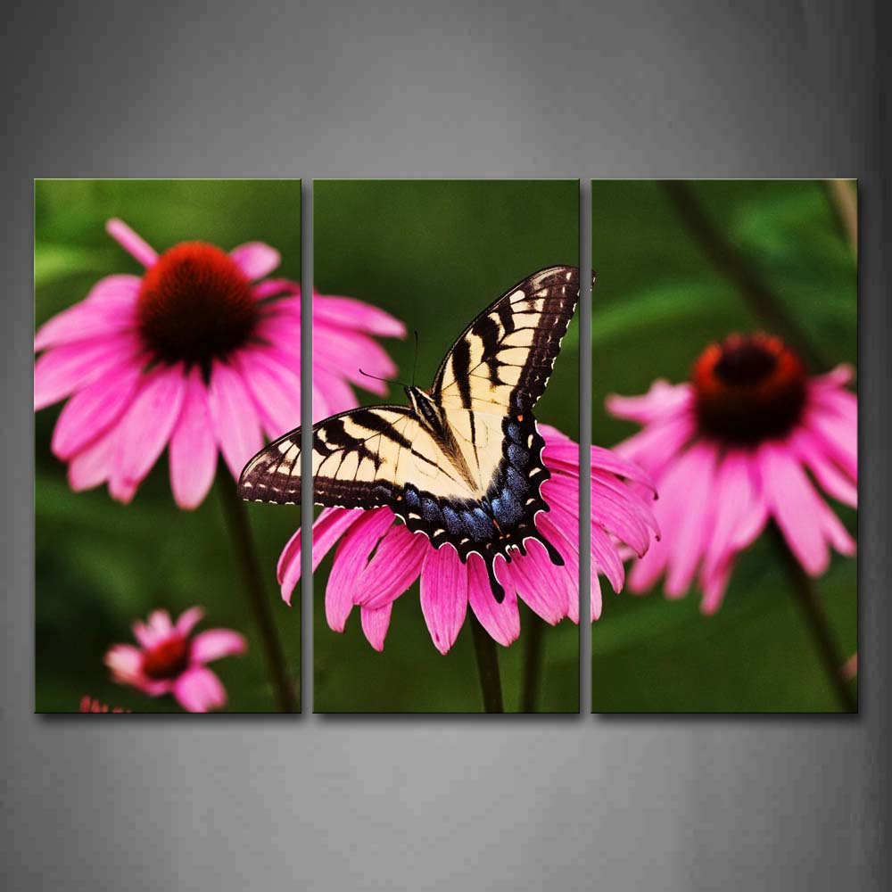 Butterfly Stop On Pink Flower Wall Art Painting Pictures Print On Canvas Animal The Picture For Home Modern Decoration 