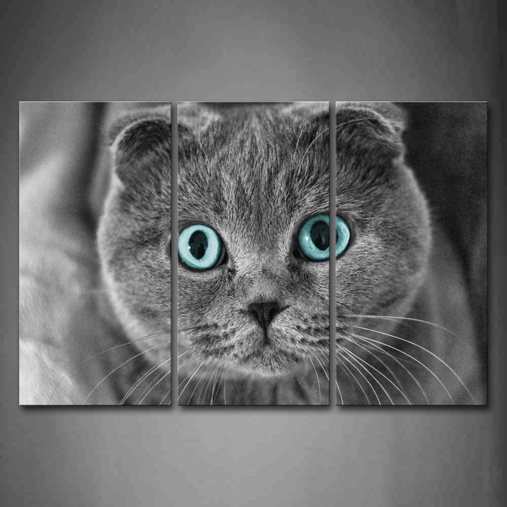 Gray Cat Head Portrait Wall Art Painting The Picture Print On Canvas Animal Pictures For Home Decor Decoration Gift 