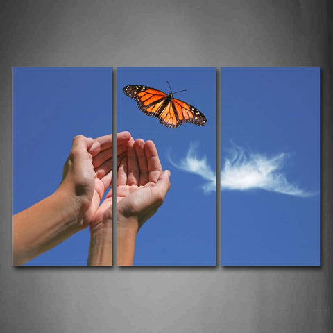 Hand Release Butterfly Blue Sky Wall Art Painting The Picture Print On Canvas Animal Pictures For Home Decor Decoration Gift 