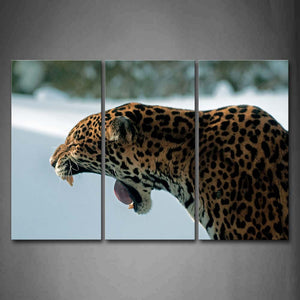 Leopard Howl On Snowfield Wall Art Painting The Picture Print On Canvas Animal Pictures For Home Decor Decoration Gift 