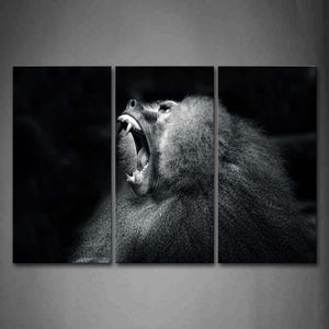 Black And White Monkey Howl Portrait At Night Wall Art Painting The Picture Print On Canvas Animal Pictures For Home Decor Decoration Gift 