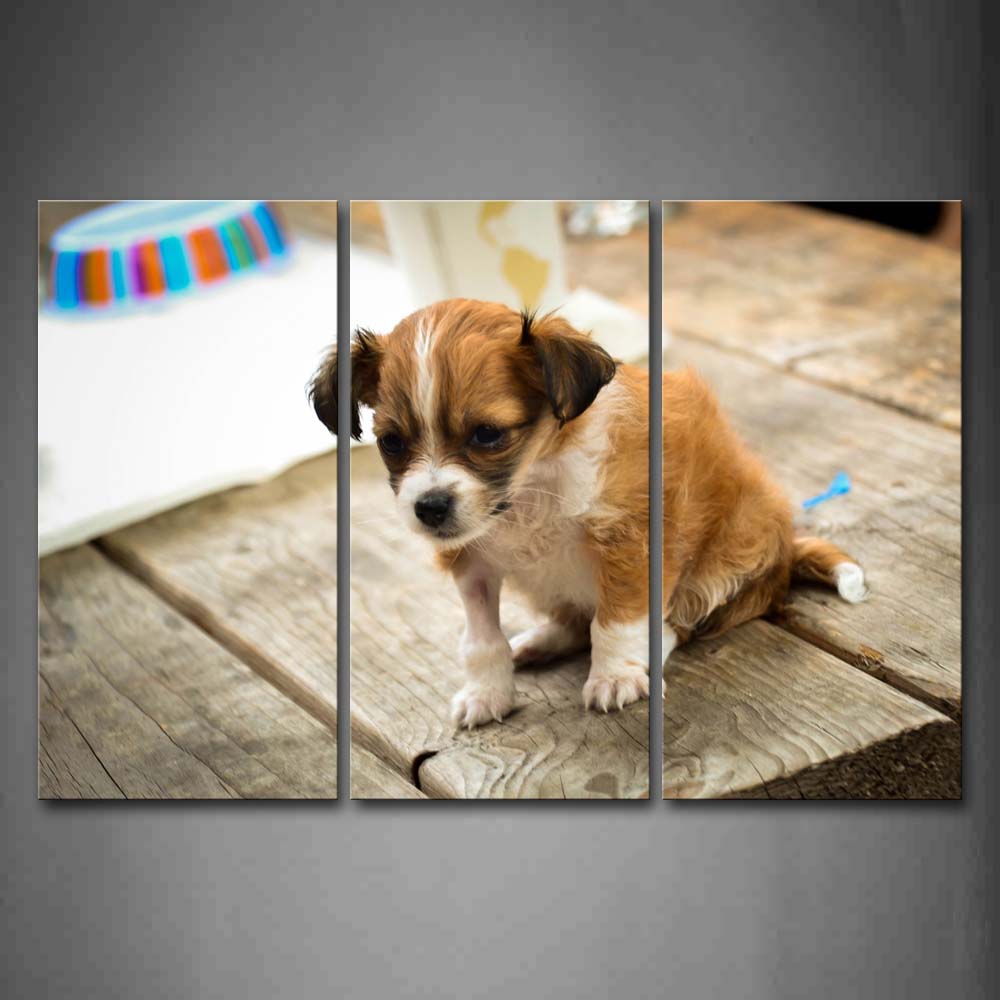 Puppy Sit On Plank  Wall Art Painting The Picture Print On Canvas Animal Pictures For Home Decor Decoration Gift 