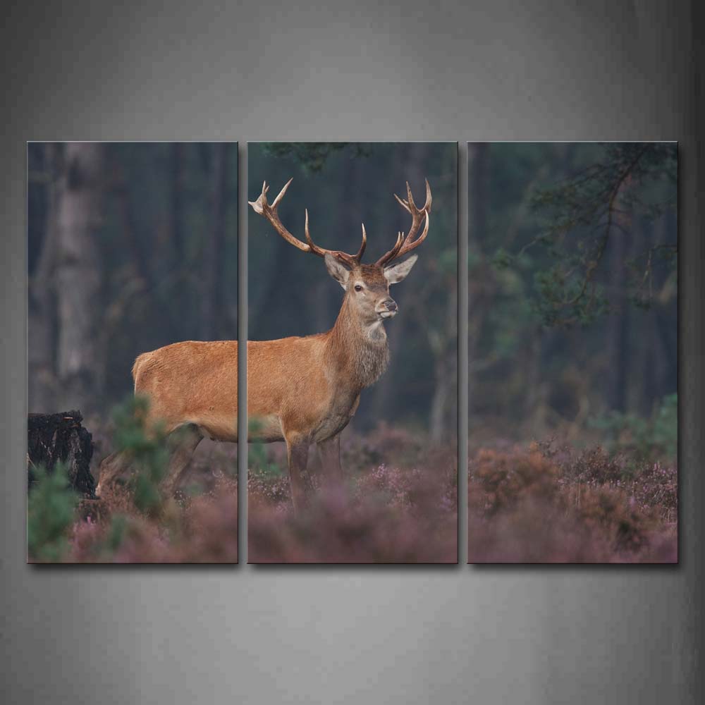 Deer Stand In Forest Plant Wall Art Painting Pictures Print On Canvas Animal The Picture For Home Modern Decoration 