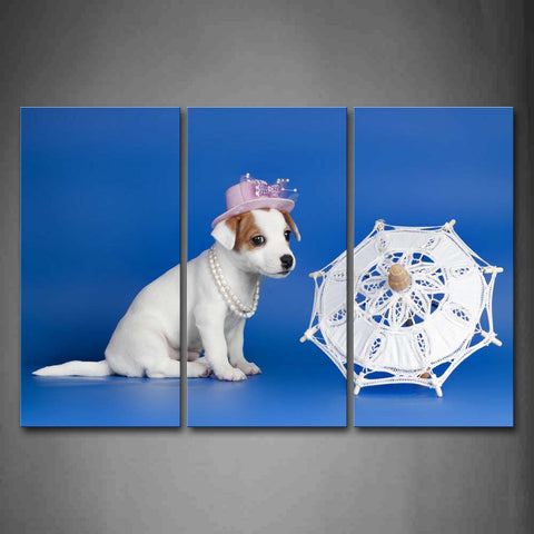 Blue Dog Wear Cap Near Umbrella Wall Art Painting The Picture Print On Canvas Animal Pictures For Home Decor Decoration Gift 