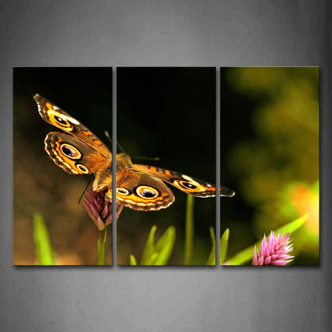 Yellow Butterfly Stand On Pink Flower Wall Art Painting Pictures Print On Canvas Animal The Picture For Home Modern Decoration 