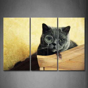 Black Cat With Magnifying Glass Wall Art Painting The Picture Print On Canvas Animal Pictures For Home Decor Decoration Gift 