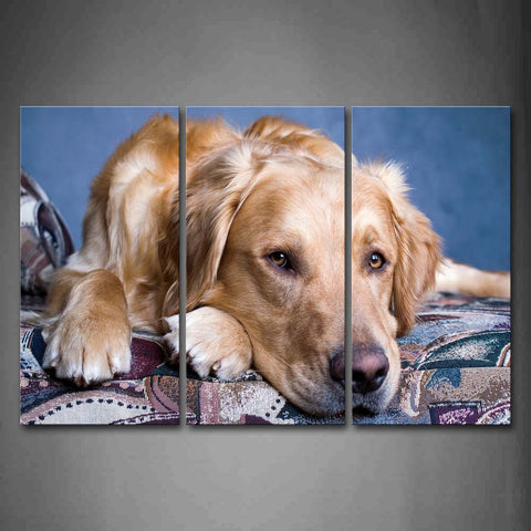 Yellow Dog Lie On Bed  Wall Art Painting The Picture Print On Canvas Animal Pictures For Home Decor Decoration Gift 