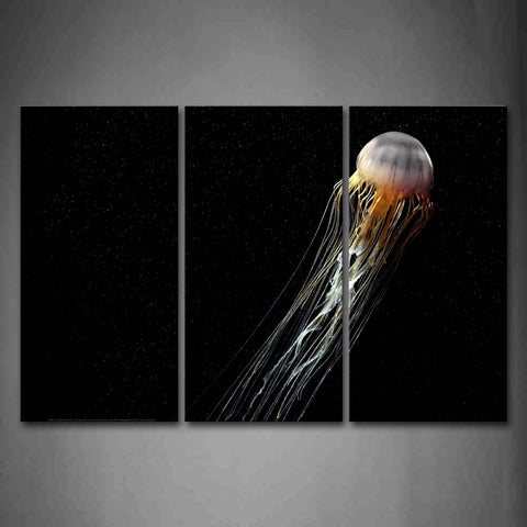 Jellyfish At Black Background Wall Art Painting Pictures Print On Canvas Animal The Picture For Home Modern Decoration 