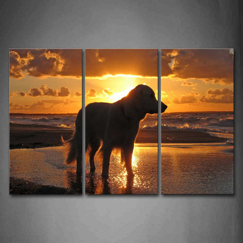 Big Dog Stand On Seaside At Dusk  Wall Art Painting Pictures Print On Canvas Animal The Picture For Home Modern Decoration 