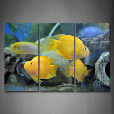 Yellow Fishes In Sea With Rocks  Wall Art Painting The Picture Print On Canvas Animal Pictures For Home Decor Decoration Gift 